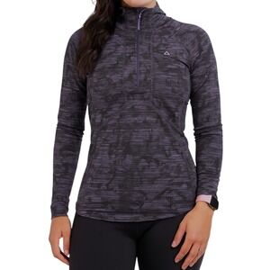 Paradox Women's Quarter Zip Base Layer Top S Purple Black Wool Blend Dri Fresh